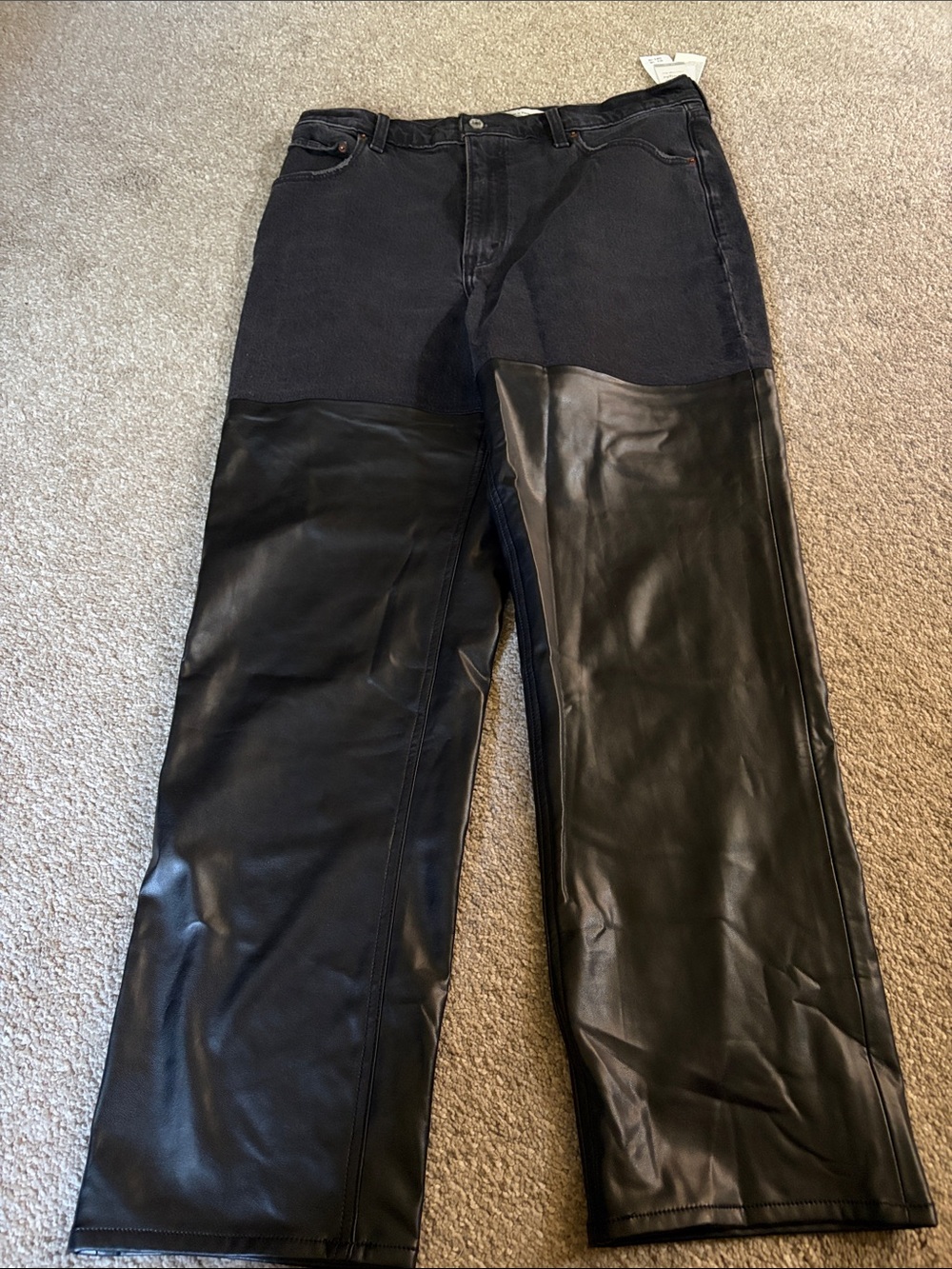 Abercrombie & Fitch Black Two-Material Straight Leg Jeans